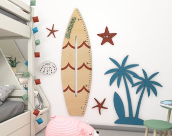 Wooden Wall Growth Chart, Kids Height Chart, Neutral Beach Themed Decor, Surfboard Wall Decor, Expecting Mom Gift, 1 Year Old Boy Gift