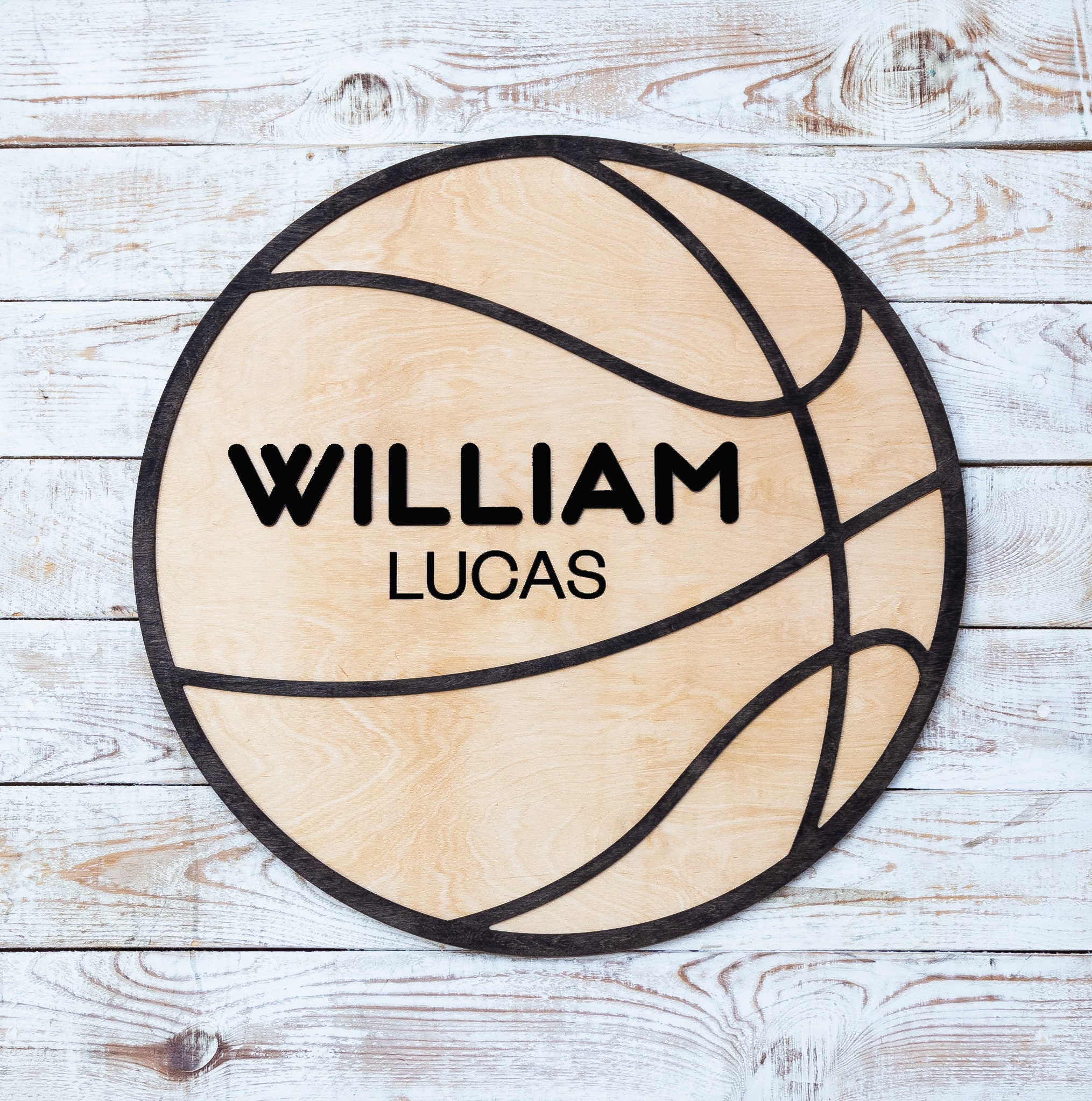 Basketball sign Boys name sign Custom circle sign Wooden Etsy