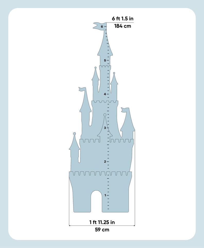 Princess Baby Growth Chart, Wooden Height Chart, Nursery Decor, Wooden Castle Wall Decor, Christmas Presents image 8