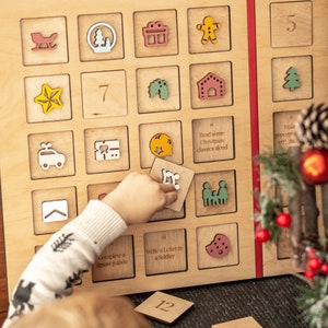 Wooden Advent Calendar Christmas Activity, Custom Christmas Countdown, 25 Days of Christmas image 1