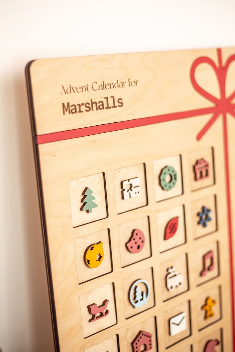 Wooden Advent Calendar Christmas Activity, Custom Christmas Countdown, 25 Days of Christmas image 6