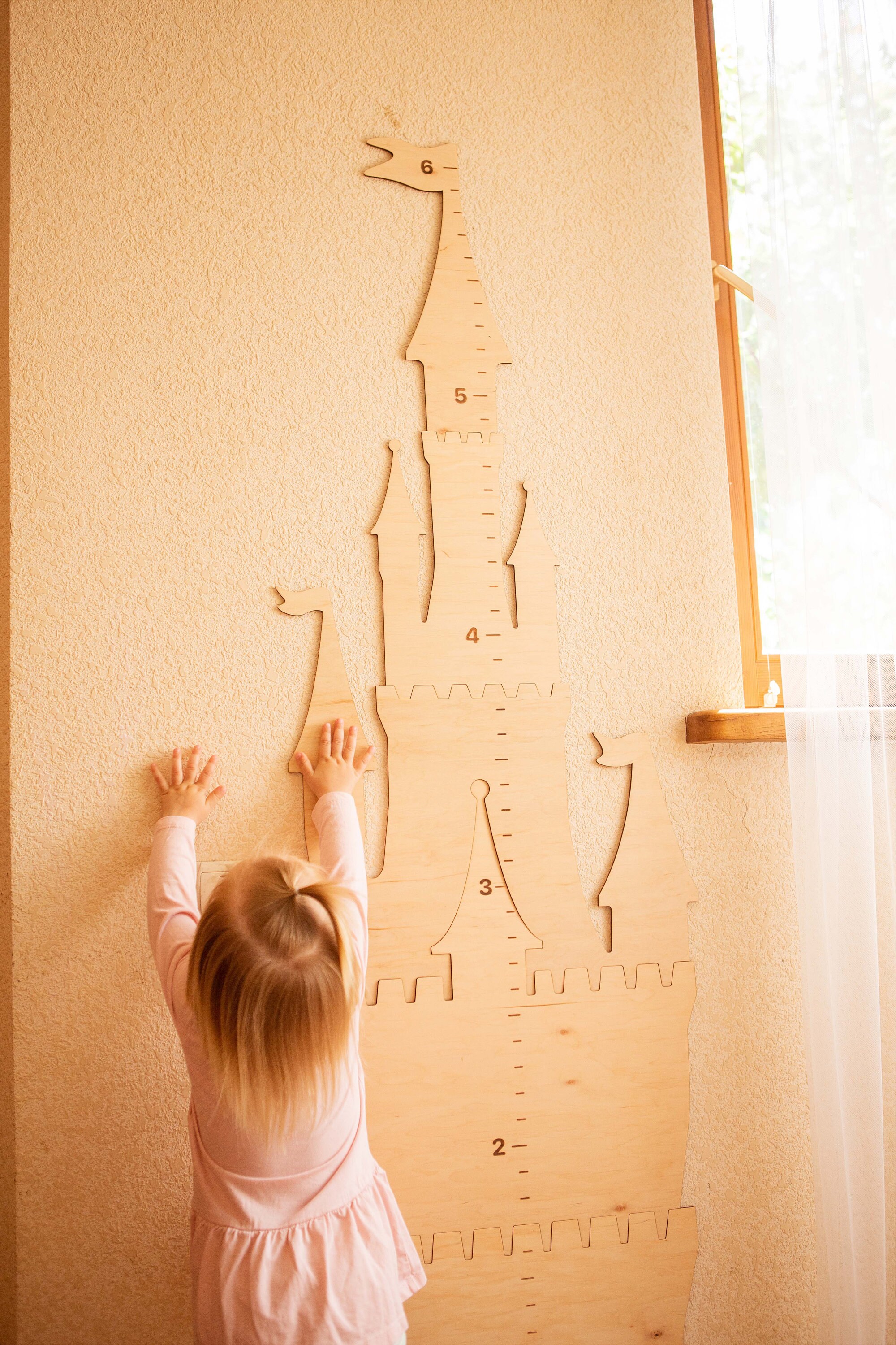 Wooden Height Chart, Growth Ruler Chart, Princess Castle Nursery Decor ...