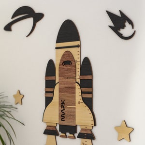 Space Themed Nursery Decor, Spaceship Decor, Wooden Height Chart, Growth Chart, Christmas Present