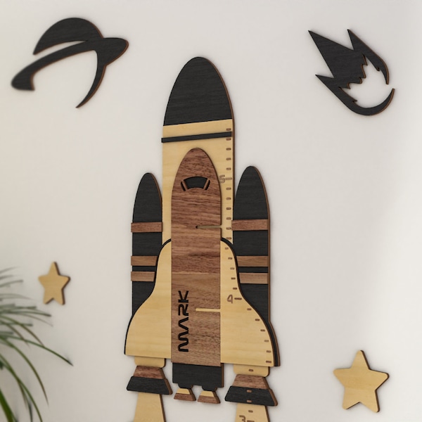 Space Themed Nursery Decor, Spaceship Decor, Wooden Height Chart, Growth Chart, Christmas Present