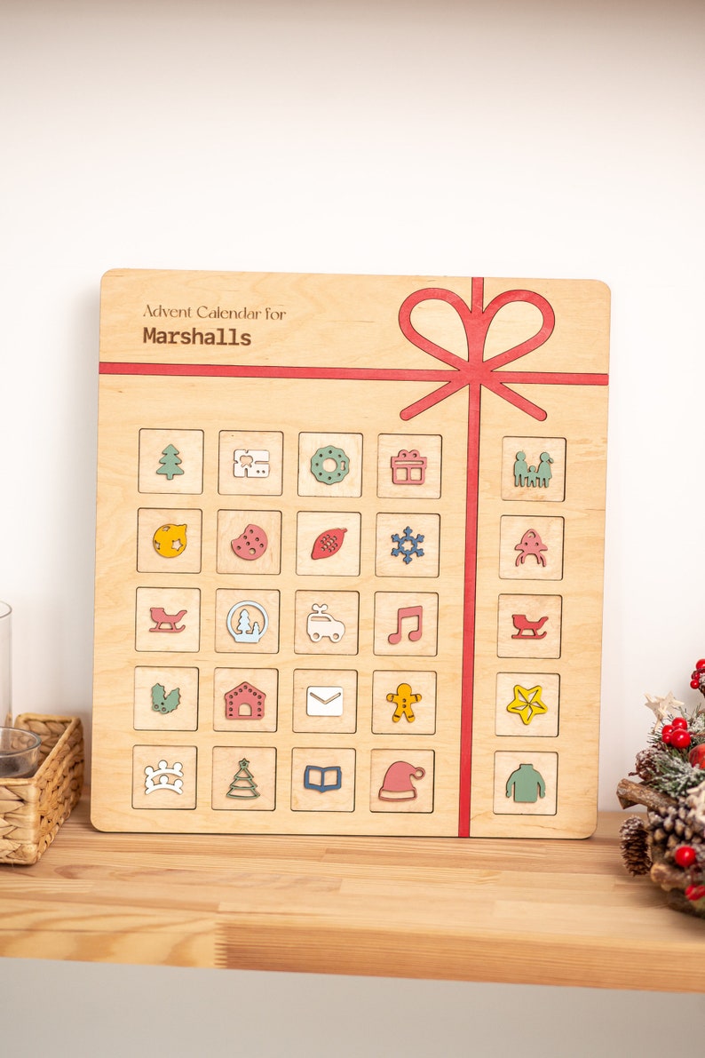 Wooden Advent Calendar Christmas Activity, Custom Christmas Countdown, 25 Days of Christmas image 5