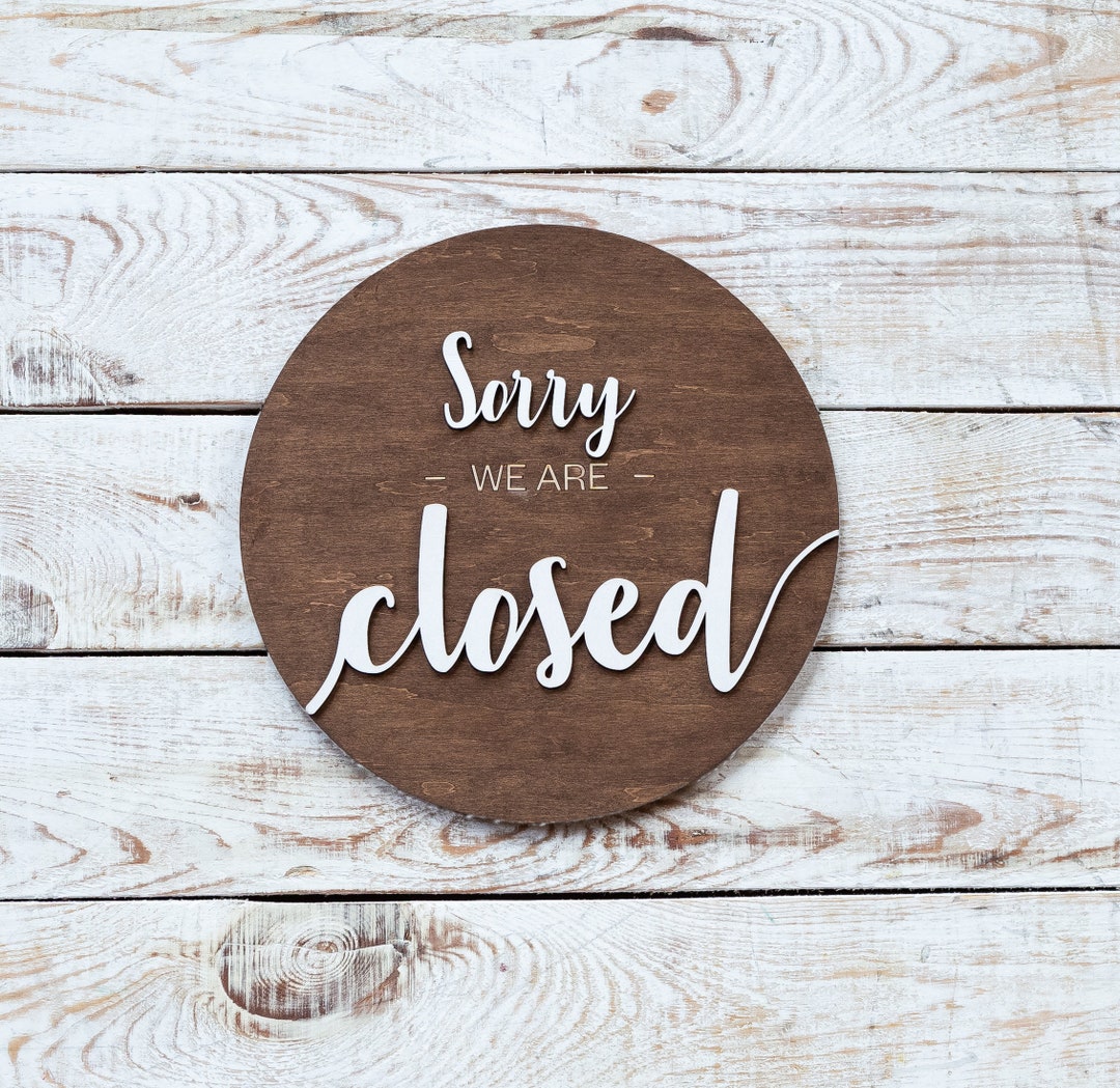 Open Closed Wood Round Sign, Open Bar Sign, Custom Business Door Sign ...