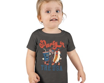 Party in den USA Kleinkind T-Shirt | T-Shirt für den 4. Juli für Kleinkinder, T-Shirt für den 4. Juli, Grafik-T-Shirt für Kleinkinder