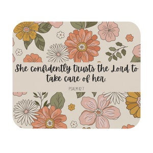 She Confidently Trusts in the Lord Mousepad | Christian Mousepad, Faith Mousepad, Womens Mousepad, Bible Verse Mousepad