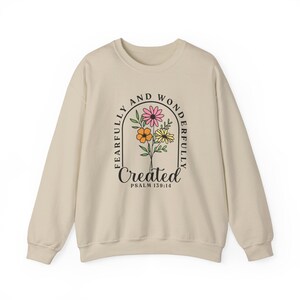 Fearfully & Wonderfully Created Crewneck | Christian Sweater, Bible Verse Clothing, Fall Christian Clothing, Religious Sweat Shirt