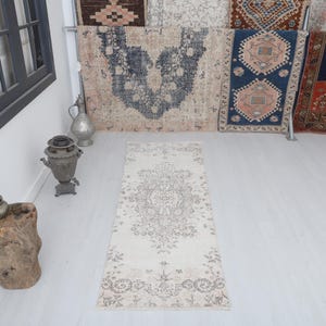 2x6 Runner Rug, Oushak Rug,Natural Runner Rug, Vintage Rug,Turkish Rug,Turkish Runner,Vintage Runner,Oushak Runner,Hallway Runner Rug,20098