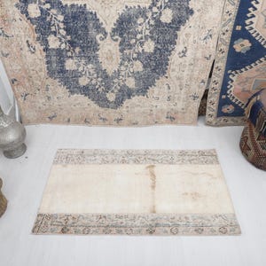 Vintage Mini Rug, 2x4 Door Mat Rug, Turkish Mini Rug, Oushak Mini Rug, 2x4 Anatolian Rug, 2x4 Mini Rug,2x4 Wool Door Mat,Soft Door Mat,17977