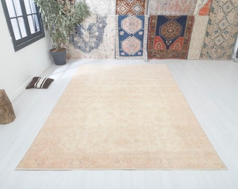 7x10, Muted Colors Rug, 7x10 Turkish Rug, Vintage Rug, Oushak Rug, Anatolian Rug, Faded Rug,Wool Rug,Handmade Rug,Turkish Oversize Rug,15467