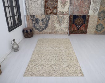 Vintage Rug, Oushak Rug, 5x8, Turkish Rug, Natural Rug, Bohemian Rug, Anatolian Rug, Antique Rug,Home Decor Rug,Wool Rug,Handmade Rug,33790
