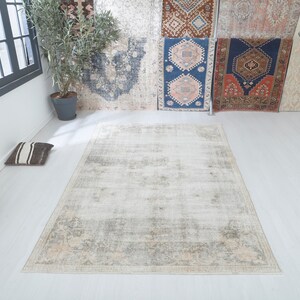 5x9 Oushak Turkish Rug: Vintage Wool Anatolian Area Rug