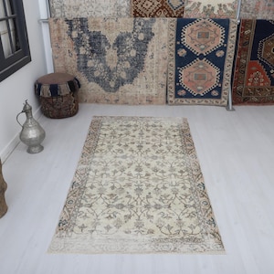3x7 Rug, Turkey Rug, Wool Rug, 3x7 Neutral Rug, Vintage Turkish Rug, Handmade Rug, Pastel Rug, Turkish Rug, Vintage Rug, Anatolian Rug,26927
