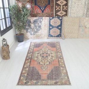4x9 Anatolian Rug, Bedroom Rug 4x9, Organic Rug, 4x9 Hand Knotted Rug, 4x9 Rug, Living Room Rug, Antique Rug, Boho Rug, 4x9 Vintage Rug,9959