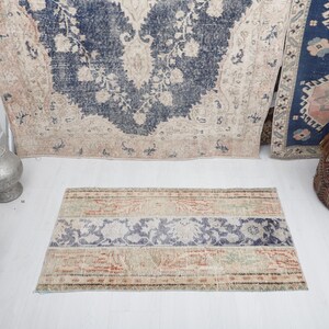 Turkish Mini Rug, 2x4, Wool Door Mat, Soft Door Mat, Vintage Mini Rug, Oushak Mini Rug, Rug, 2x4 Anatolian Rug, Door Mat Rug, Mini Rug,19474
