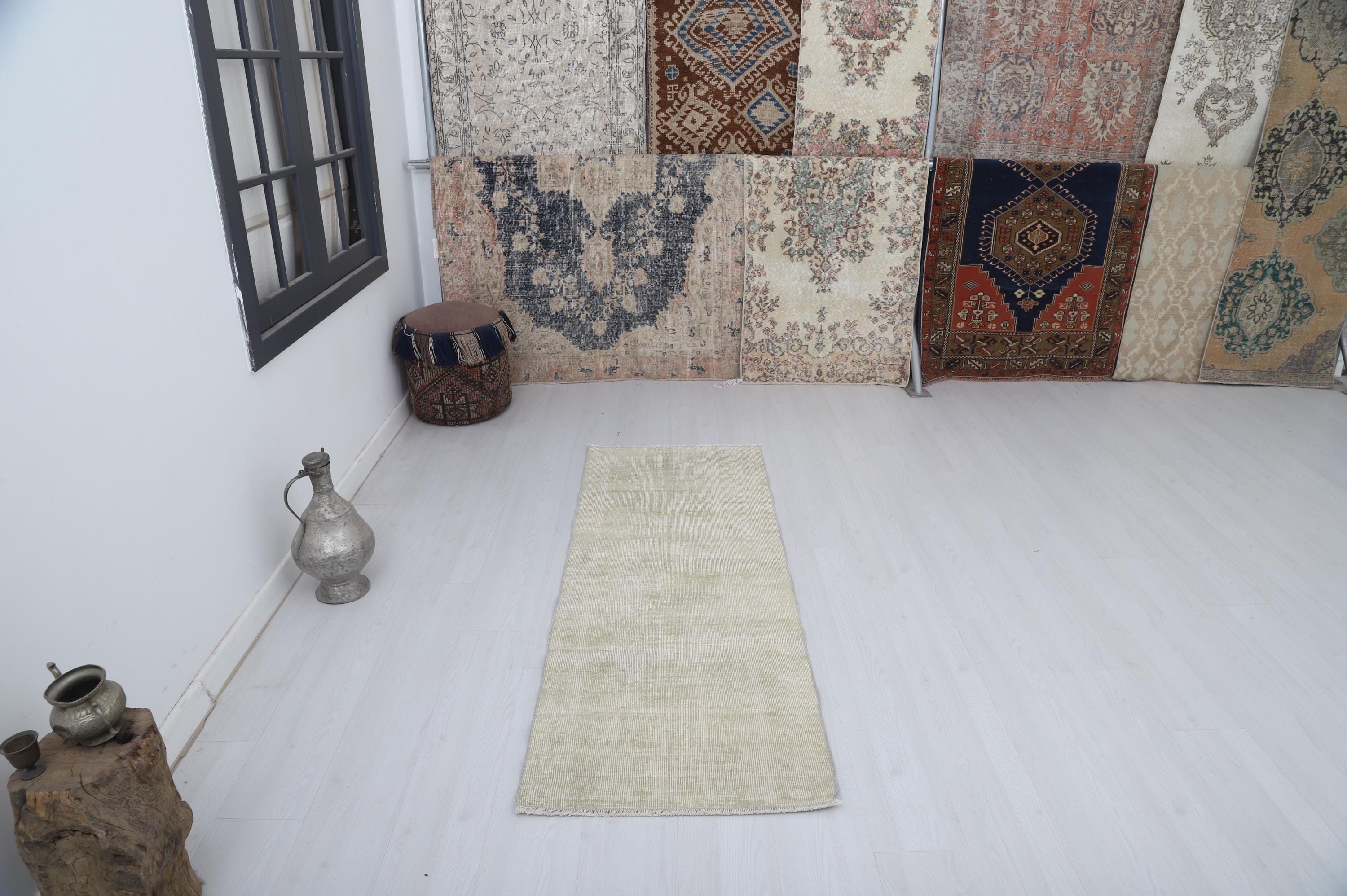 Tapis 2 x 6, tapis de course discret, tapis de course turc, tapis de course vintage, tapis de course Oushak, tapis Oushak, tapis de course délavé, tap