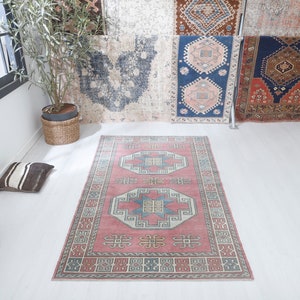 Alfombra suave 4x6, alfombra turca 4x6, alfombra de sala de estar, alfombra vintage de Turquía, alfombra antigua, alfombra vintage, alfombra de Anatolia, alfombra natural, alfombra descolorida, alfombra boho, 17909