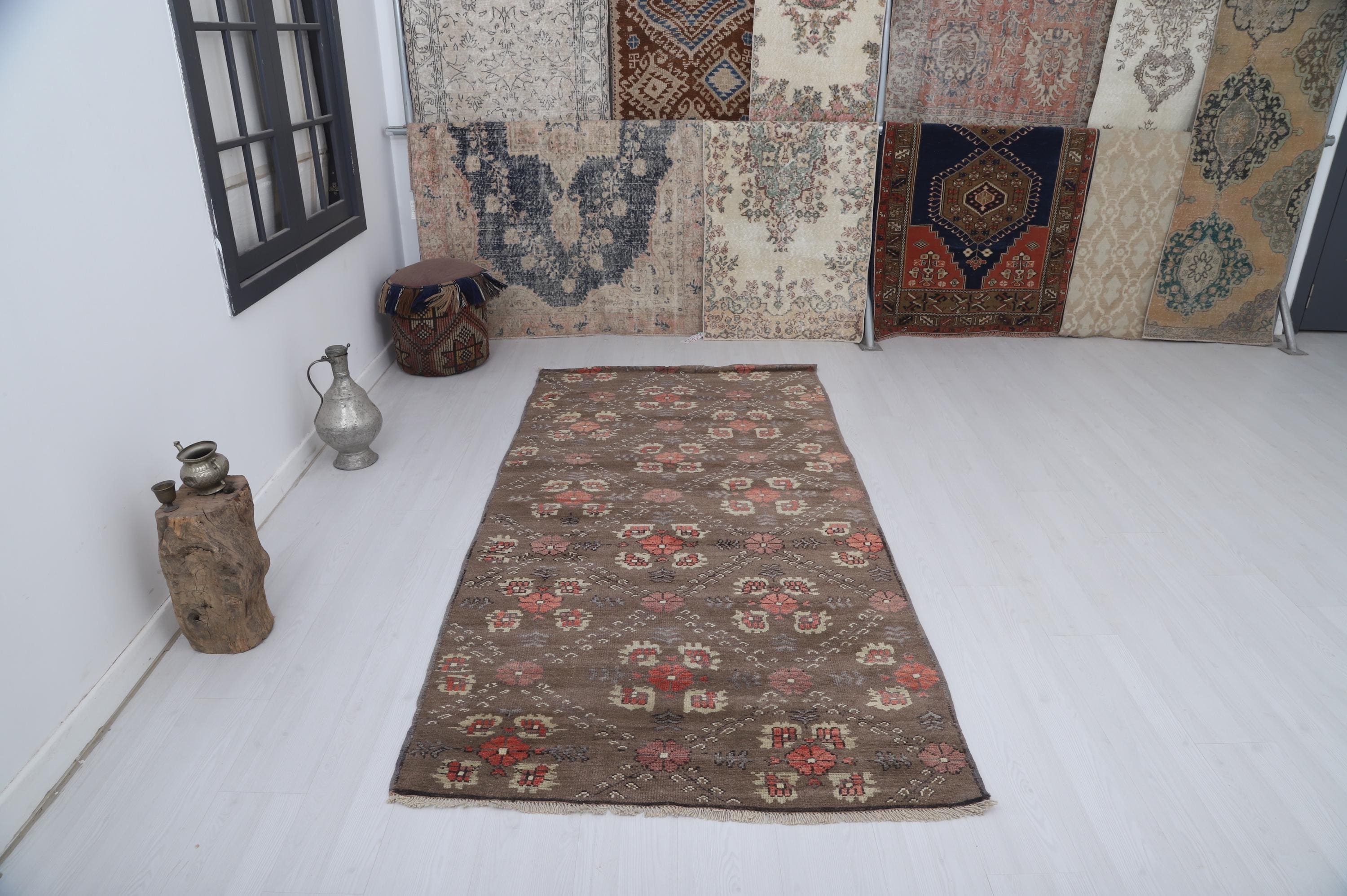 Turkish Rug 4x8, Vintage Rug 4x8, Handmade Wool Rug, Bohemian Rug