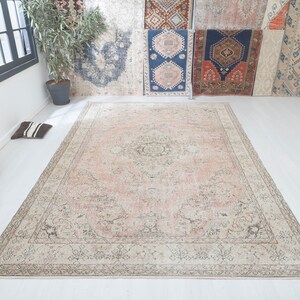 Handmade Turkish Oushak Rug: 7x11 Vintage Wool Anatolian Rug