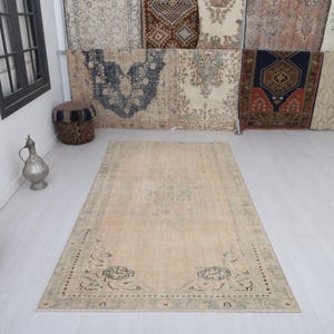 5x9 Vintage Oushak Rug: Handmade Wool & Cotton Turkish Carpet