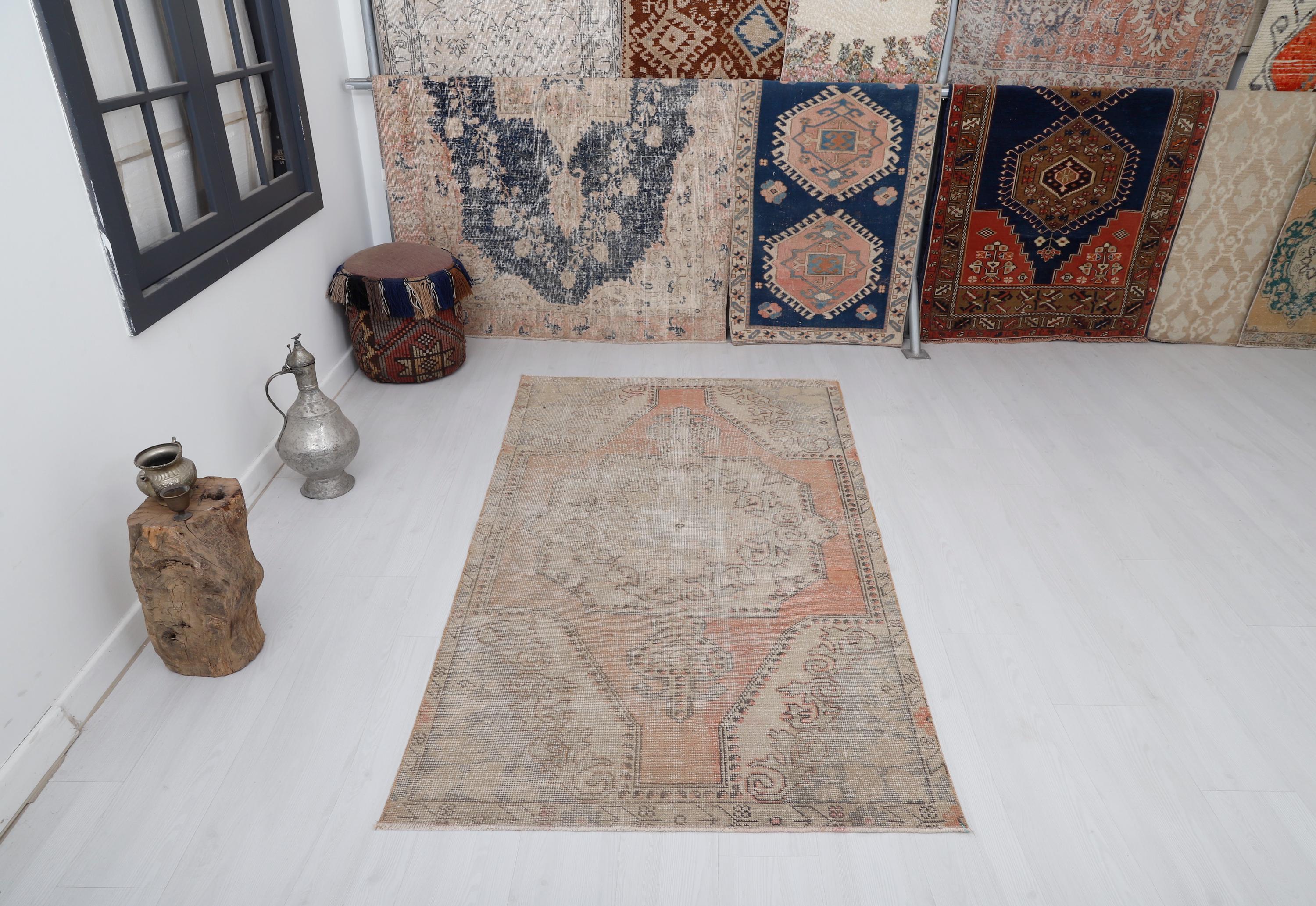 Vintage Turkish Oushak Rug 4x7, Handmade Wool Anatolian Carpet - Etsy