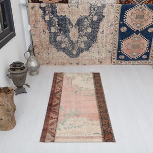 2x5 Vintage Turkish Rug: Small Oushak Anatolian Rug