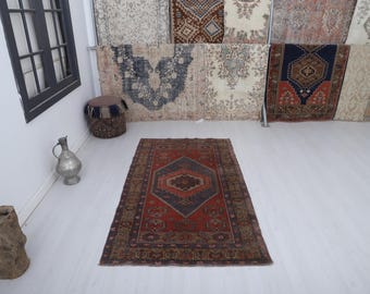 Anatolian Rug, 4x6 Rug, Muted Rug 4x6, Turkish Rug, Vintage Rug,Faded Rug,Turkish Vintage Rug,Vintage Turkish Rug,Oushak Vintage Rug,34862