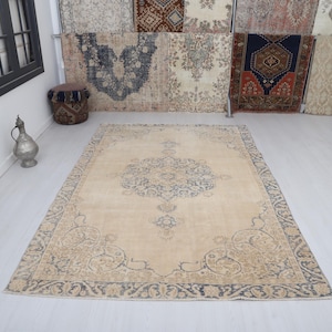 6x9 Turkish Rug, Vintage Turkish Rug, Oushak Rug, Turkish Rug, Anatolian Rug, Vintage Rug, Turkish Faded Rug, Muted Rug, Handmade Rug,28585