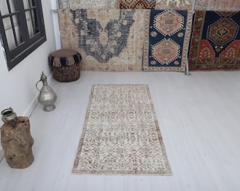 Tapis anatolien délavé : 3 x 6 tapis turc vintage, laine et coton