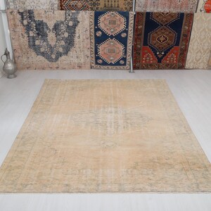 6x9 Oushak Rug: Vintage Turkish Wool Area Rug
