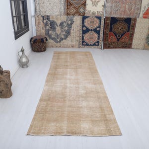4x11 Oushak Runner, Natural Runner Rug, Neutral Runner, Rug Runner, 4x11 Turkish Runner, Vintage Runner, Runner Rug, Turkey Runner Rug,28045