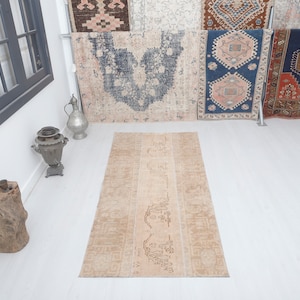 Vintage Turkish Oushak Runner Rug: Handmade Wool & Cotton (6.4 x 2.9 ft)