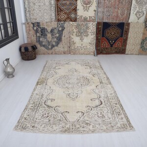 Tappeto turco Oushak fatto a mano, tappeto anatolico vintage in lana e cotone 5x9