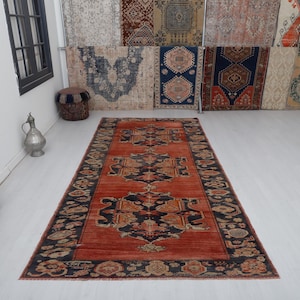 Vintage Turkish Oushak Wool Runner Rug 5x11: Anatolian Style