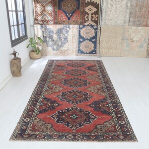 Vintage Rug 5x11, Turkish Rug 5x11, Vintage Turkish Rug, Anatolian Rug,Oushak Rug,Natural Rug,Turkish Faded Rug,Muted Rug,Handmade Rug,8692