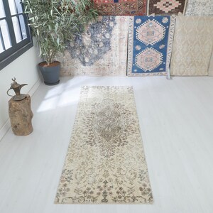 3x8 Runner Rug, Wool Rug,Turkish Runner Rug,Vintage Runner Rug,Oushak Runner Rug,Anatolian Runner,Natural Runner Rug,3x8 Hallway Rug,13931