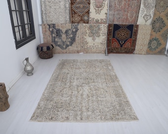 Natural Rug, Vintage Rug, 5x8 Rug, Antique Rug, Anatolian Rug,Boho Rug,Oushak Rug,Turkish Rug, Rug,Bohemian Rug,Wool Rug,Handmade Rug,34103