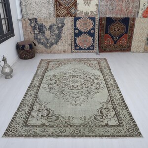 6x9 Vintage Turkish Oushak Rug: Handmade Wool & Cotton Bohemian Rug