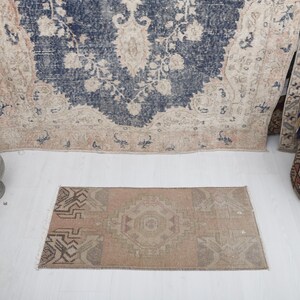 1x3 Anatolian Rug, 1x3 Natural Rug, Wool Rug,Turkish Small Rug, Vintage Small Rug, 1x3 Door Mat Rug, Oushak Mini Rug, Oushak Small Rug, 3679