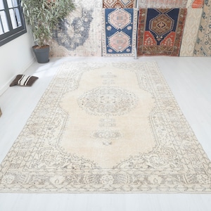 7x11 Oushak Rug: Handmade Wool Anatolian Vintage Rug