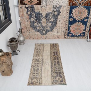2x5 Vintage Turkish Oushak Rug: Handwoven Wool Boho Area Rug