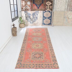 4x11 Rug, Natural Runner, Vintage Rug, Runner Rug, Turkish Runner Rug, Vintage Runner,Oushak Runner,Anatolian Runner,Unique Runner Rug,9061
