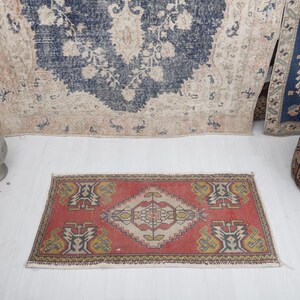 2x3 Vintage Turkish Wool Rug: Anatolian Oushak Mini Rug