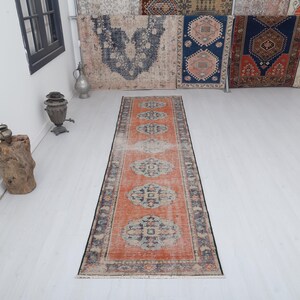 3x10 Turkish Runner, 3x10 Oushak Runner,Runner Rug,Anatolian Runner,Handmade Runner,Wool Runner,Turkish Rug,Home Decor, Vintage Runner,22180