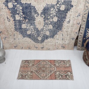 Vintage Turkish Oushak Rug: 1x3 Wool Cotton Anatolian Rug