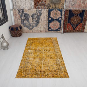 Turkish Vintage Rug, Handmade Rug, 4x7 Vintage Oushak Rug, Bohemian Rug, Soft Rug, 4x7 Vintage Rug,Oushak Rug,4x7 Turkish Rug,Area Rug,24964