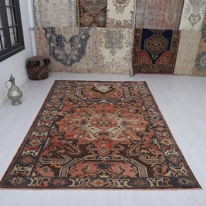 Oversize Oushak Rug 6x10: Vintage Turkish Wool Anatolian Rug