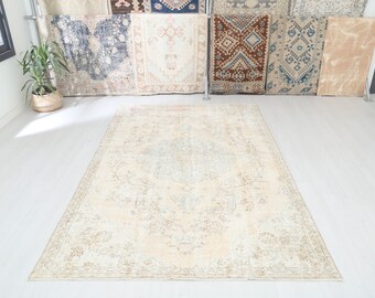 Area RugVintage Rug 6x9, Turkish Rug 6x9, Living Room Rug,Handwoven Rug, Oushak Rug, Pastel Rug, Wool Rug, Handmade Rug,Rustic Rug ,4950
